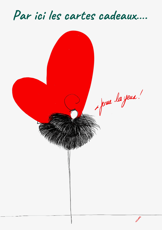 Illustration de carte cadeau pour la réflexologie avec un cœur rouge symbolisant le plaisir et la joie.